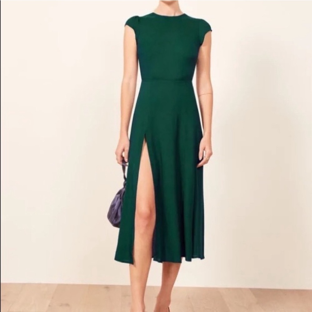 Reformation Green Cap Sleeve Dress